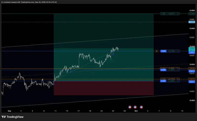 Result chart for the USD/CHF long trade